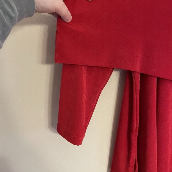 Chicos Travelers Classic Women Sz 00 US 0/2 Red 3/4 Sleeves Three-Way Tunic Top - Picture 4 of 12